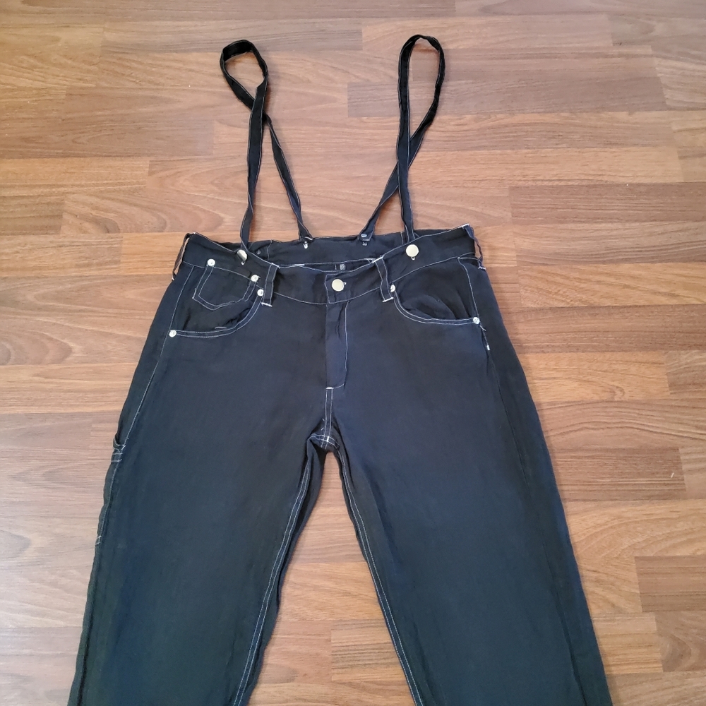NWOT Johnny Was Suspender Strap Casual Pants Size M Black New - Picture 3 of 6